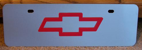 Chevrolet bowtie red s/s plate half high