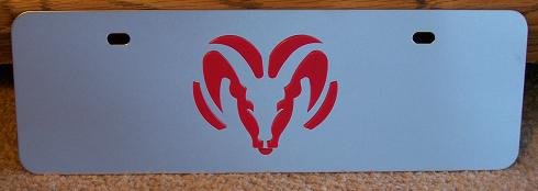 Dodge Ram red s/s plate half high