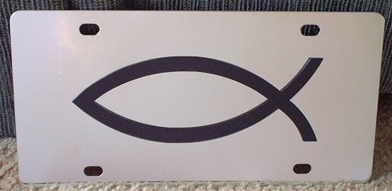 Jesus fish Black s/s plate