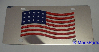 American flag waving (red,white, & blue) s/s plate