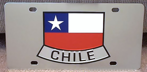 Chile flag stainless steel vanity license plate