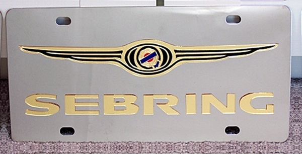Chrysler Sebring gold stainless license plate tag