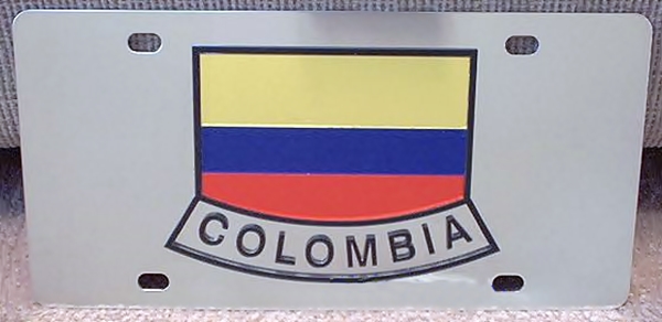 Colombia flag stainless steel license plate