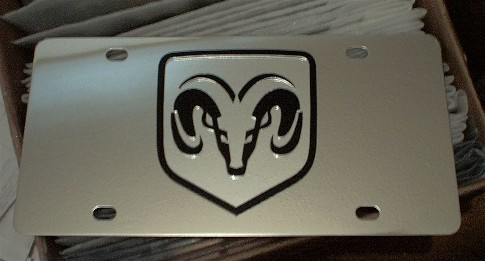 Dodge Ram shield black vanity license plate car tag