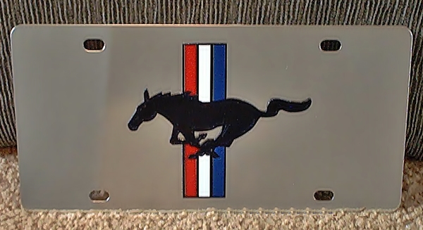 Mustang retro horse and stripes stainless steel plate