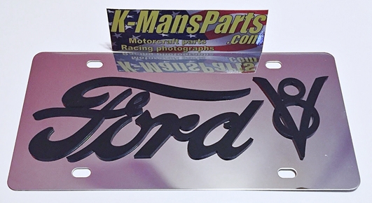 Ford Retro V 8 Stainless Steel Vanity License Plate Tag