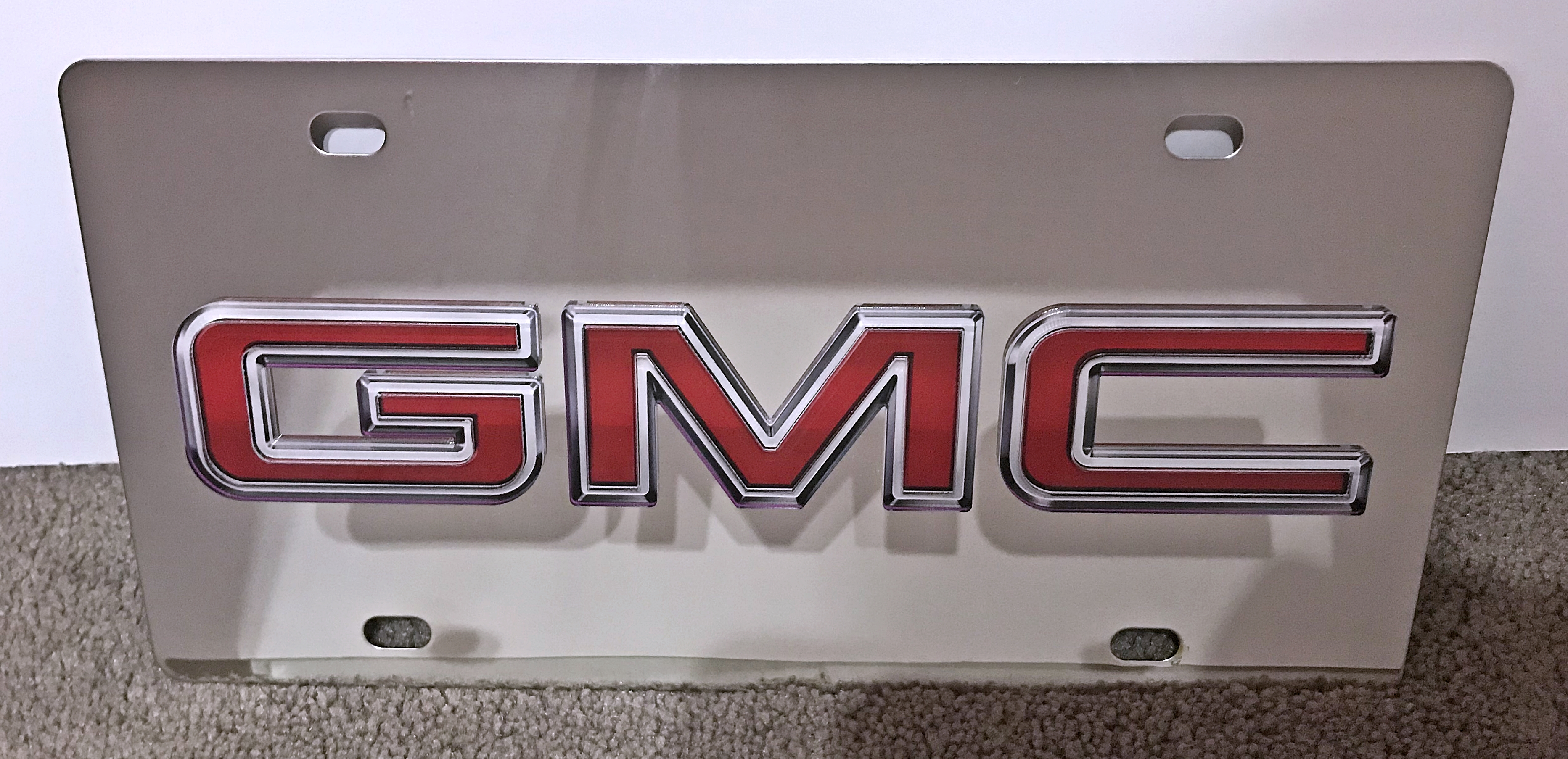 GMC stainless steel vanity license plate tag