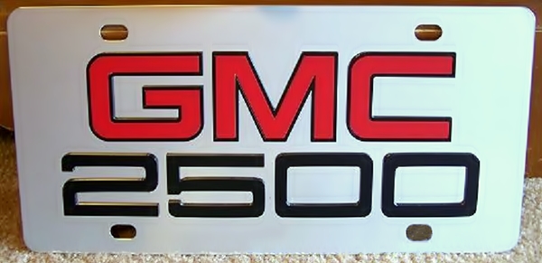GMC 2500 vanity license plate tag