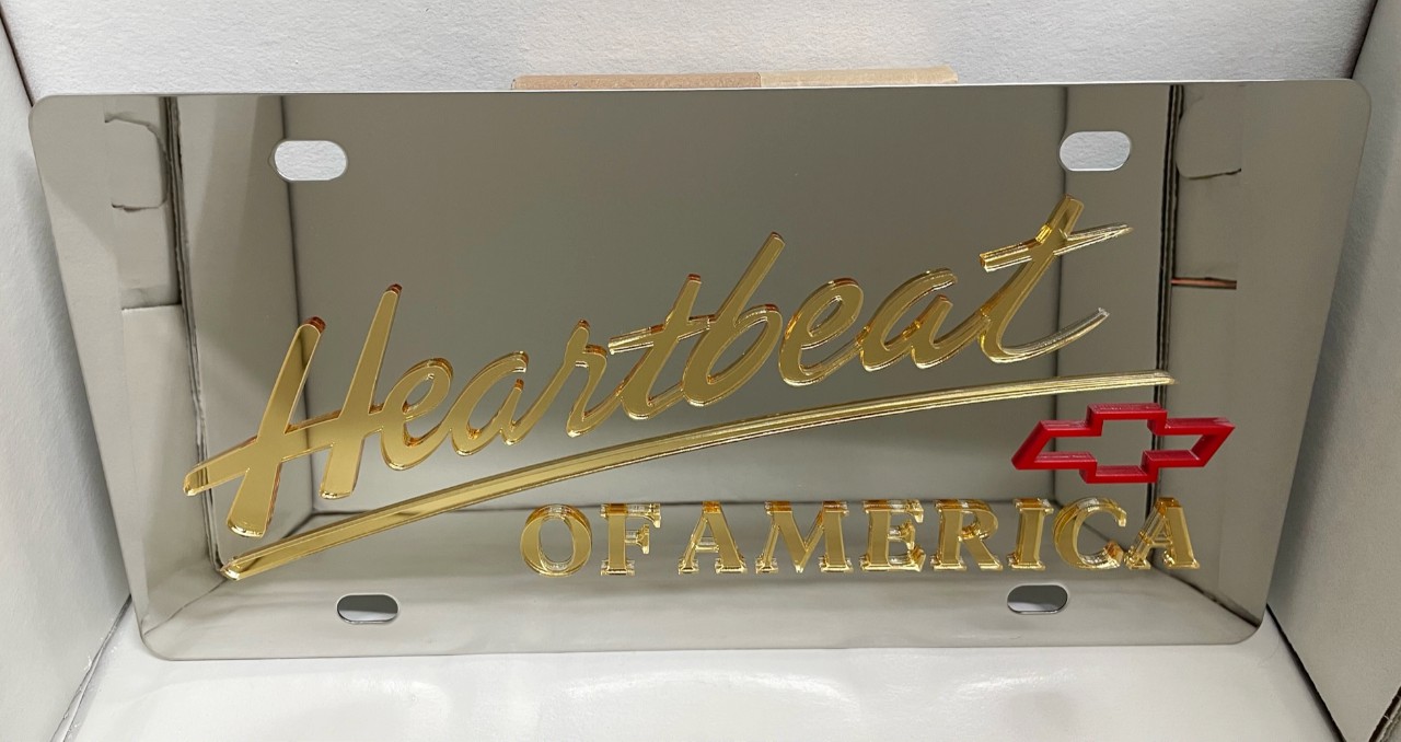Chevrolet Heartbeat of America gold vanity lice...