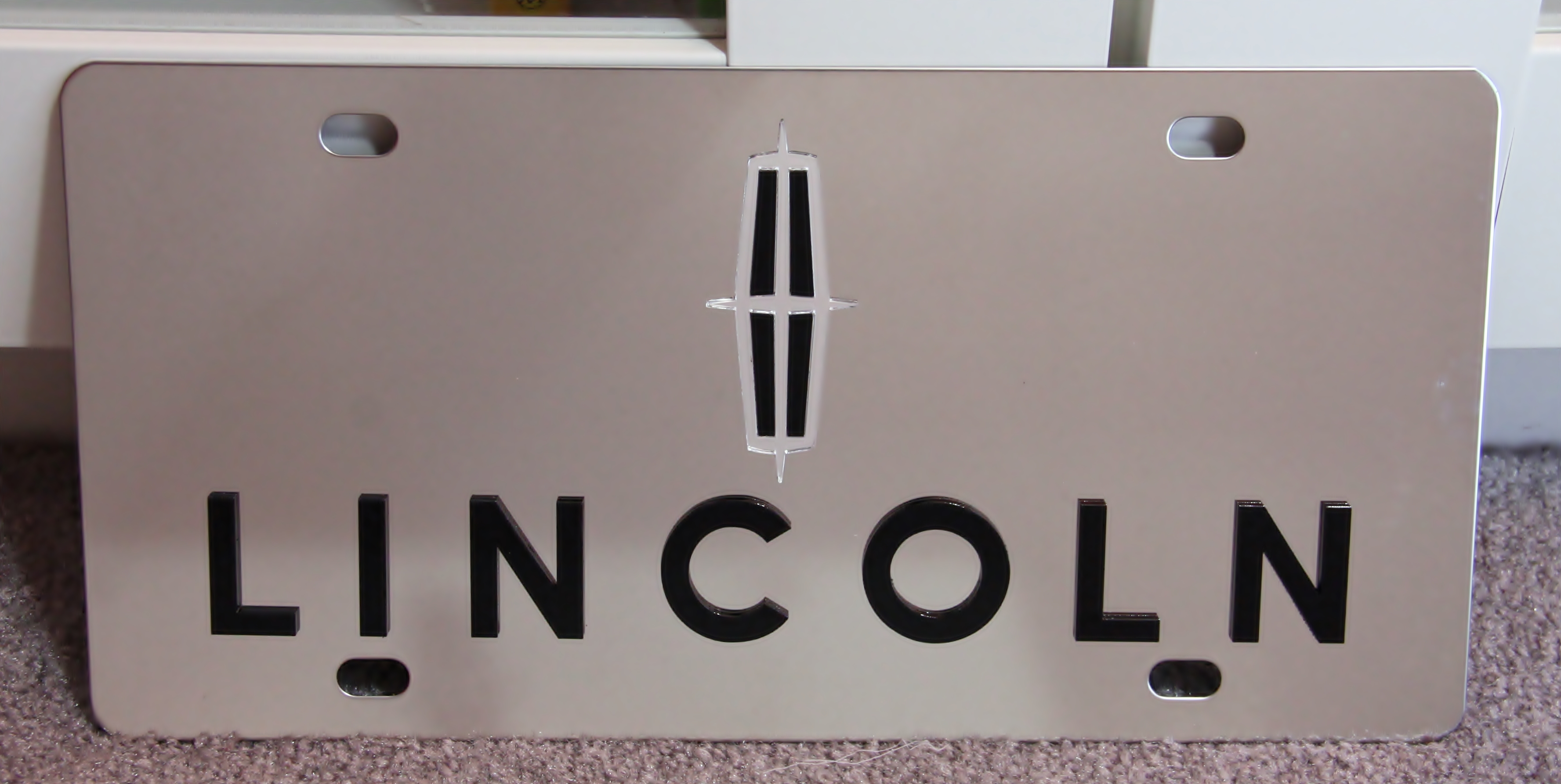 Lincoln logo script black stainless steel plate