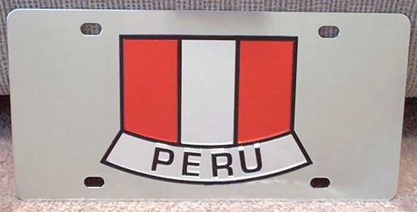 Peru flag stainless steel license plate