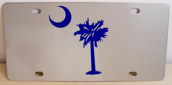 South Carolina flag blue vanity license plate c...