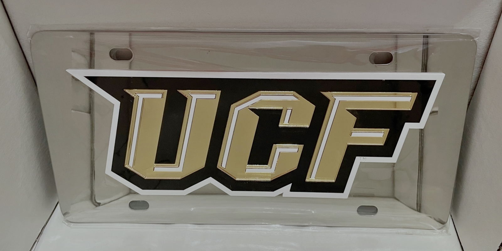 thumbnail image 2 of UCF University Of Central Florida Alumni Mirrored License Plate - Black & Gold NCAA Tag By Craftique 2 of 6