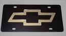 Chevrolet Bowtie Gold vanity black plate tag