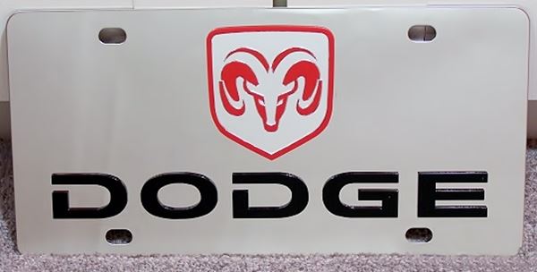 Dodge lettering Red Ram vanity license plate car tag