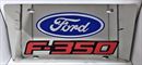 Ford F-350 stainless steel license plate red