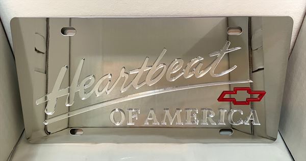 Chevrolet Heartbeat of America mirror vanity license plate car tag