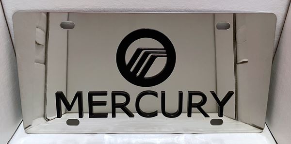 Mercury w/script black stainless steel plate