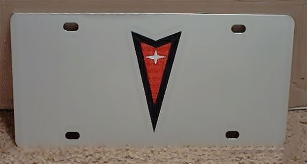 Pontiac emblem vanity stainless steel license plate tag