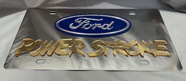 Ford Power Stroke gold stainless steel plate vanity tag