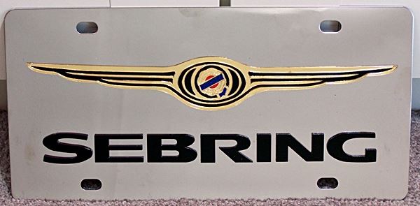 Chrysler Sebring black stainless license plate tag